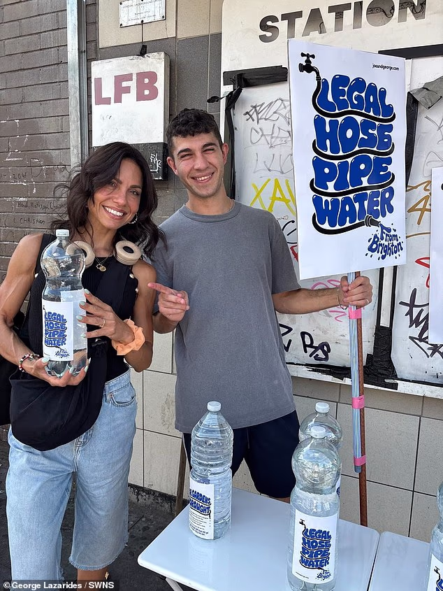 Pair introduce 50 litres of 'authorized hosepipe water' from Brighton to facilitate London gardeners collect via the drought