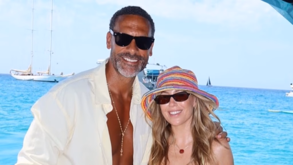 Kate Ferdinand slips right into a inexperienced bikini and lace trousers for beloved up images with husband Rio on their Ibiza vacation