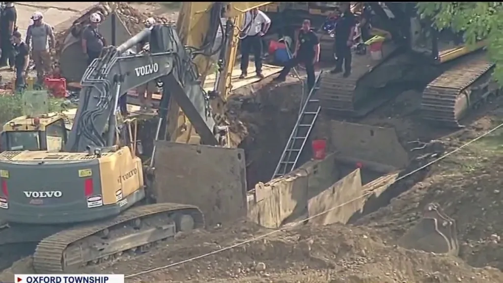 Worker pulled to safety after Oxford Township trench cave-in