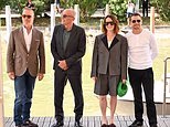 Claire Foy impresses in grey shorts suit at Ink photocall