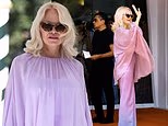 Pamela Anderson, 59, arrives in lilac chiffon at Venice ceremony