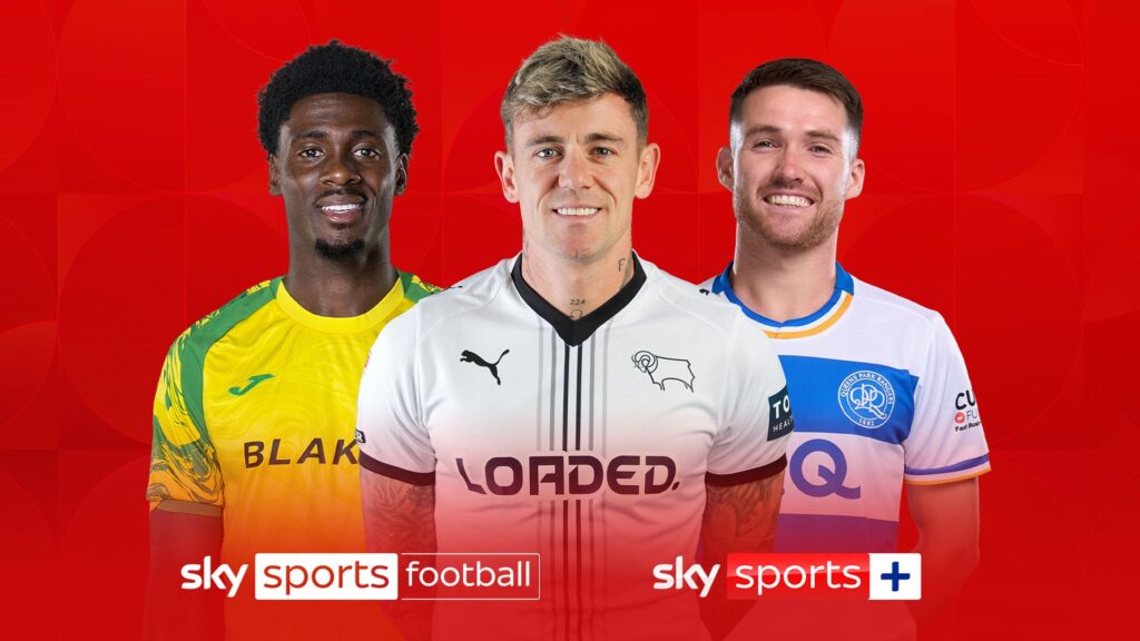 Sky’s live Championship line-up includes Norwich, Derby and QPR