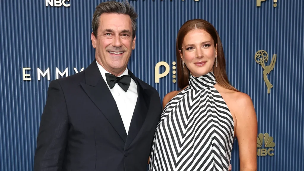 Pregnant Anna Osceola shows bump with Jon Hamm at 2026 Emmys