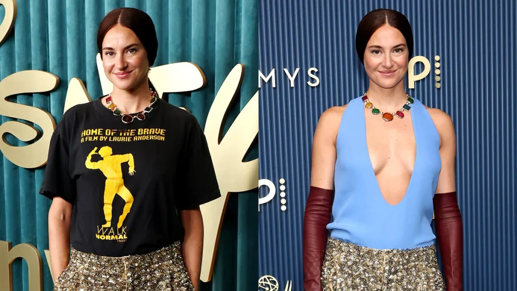 Shailene Woodley covers Emmys dress with T-shirt at after-party
