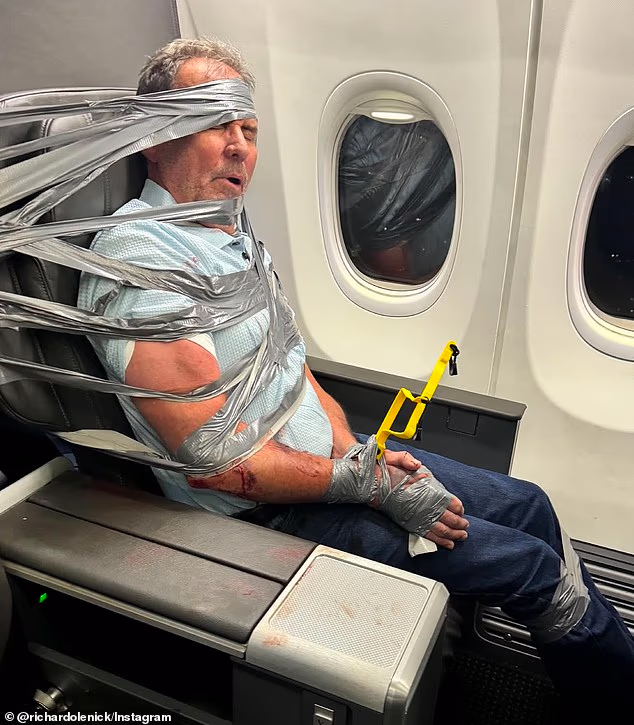 Air passenger restrained with duct tape speaks out after outburst
