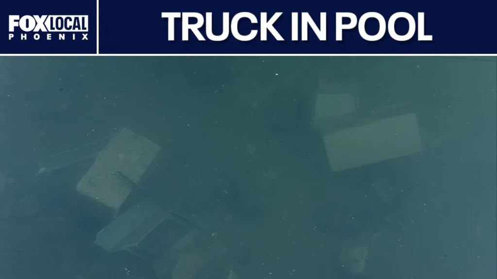 Lorry ends up in Gilbert swimming pool after hitting wall