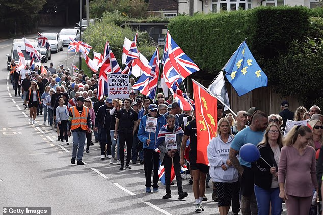 Protest march over former military site housing 540 asylum seekers