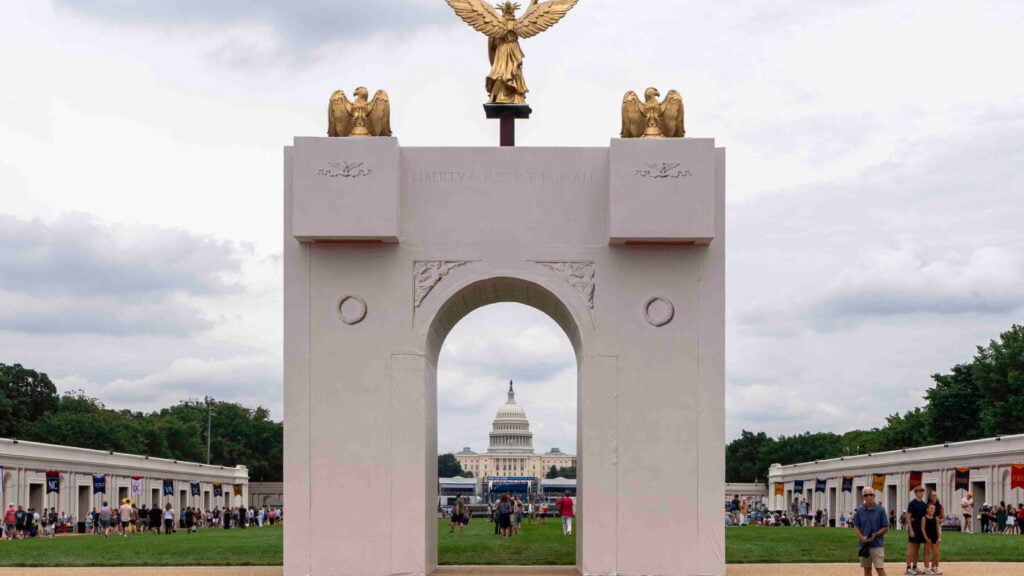 Trump says DC arch will become military site with snipers, drones