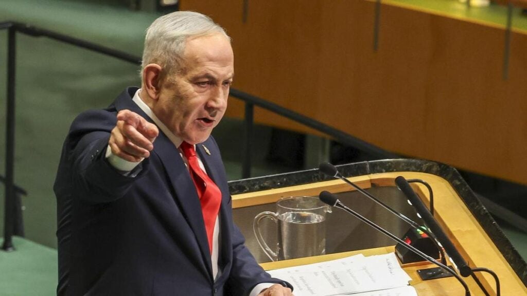 Dozens leave UN chamber as Netanyahu delivers address