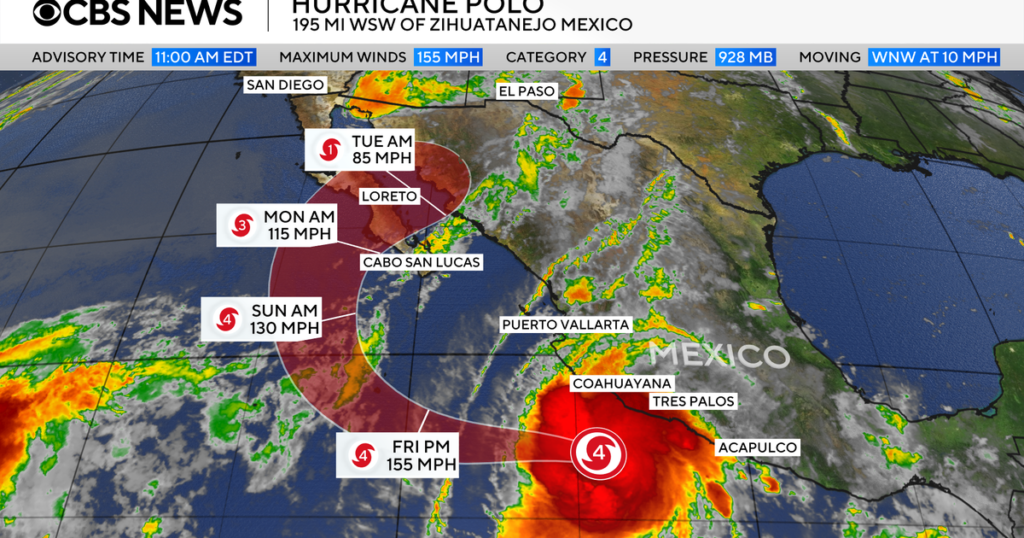 Category 4 Hurricane Polo tracks off Mexico’s Pacific coast