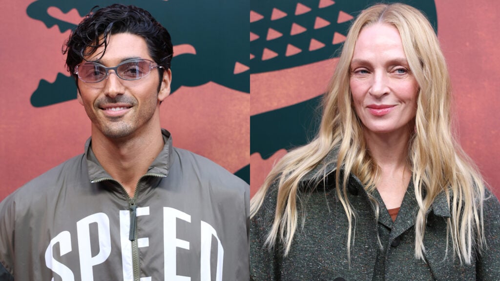 Taylor Zakhar Perez and Uma Thurman reunite at Lacoste show