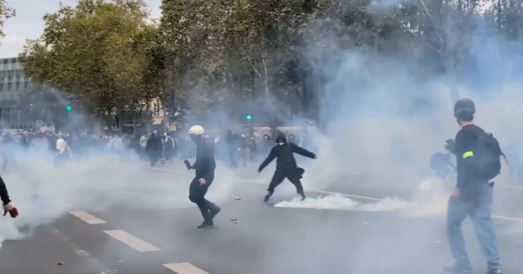 French students clash with police during protests