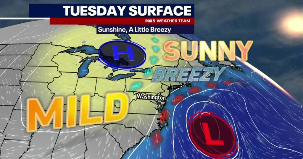 Cool start in DC gives way to a mild, sunny afternoon