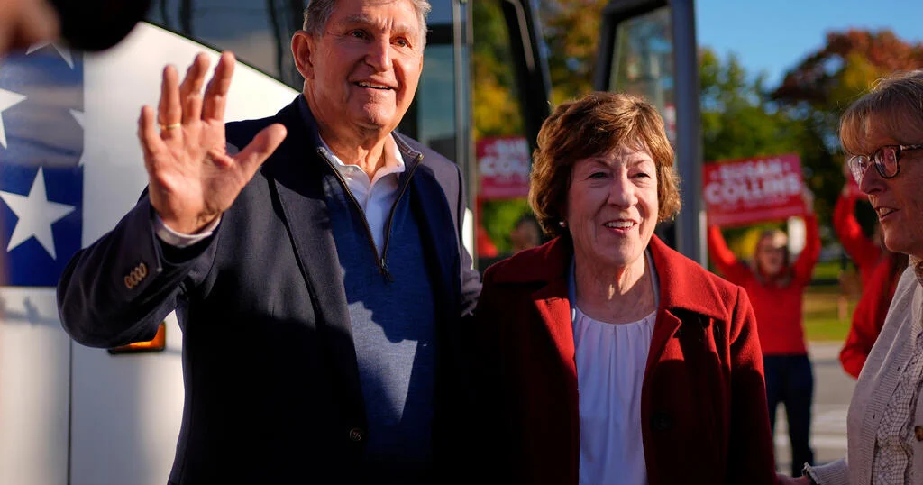 Collins recruits Manchin to court Maine moderates, cools Trump ties