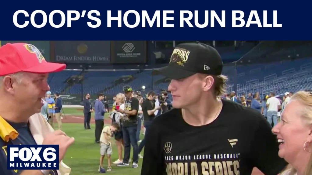 Fan hands Cooper Pratt his Game 4 home run ball