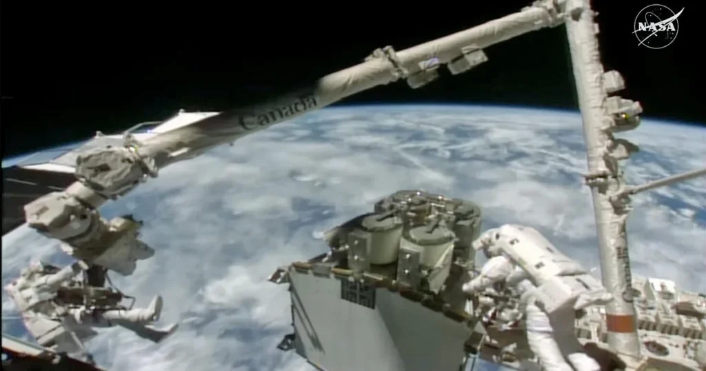 Spacewalkers enter final stage of space station power overhaul